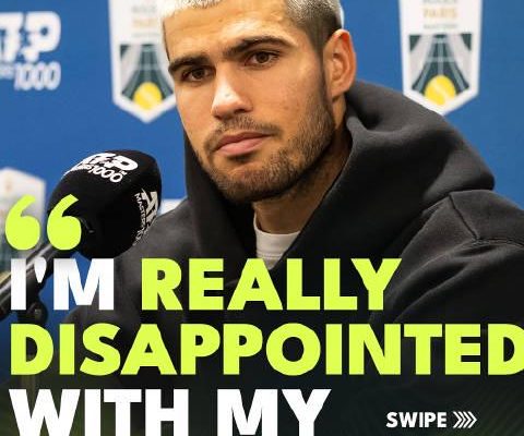 網球新星阿爾卡拉斯巴黎大師賽爆冷出局,賽後坦言對自己表現深感失望